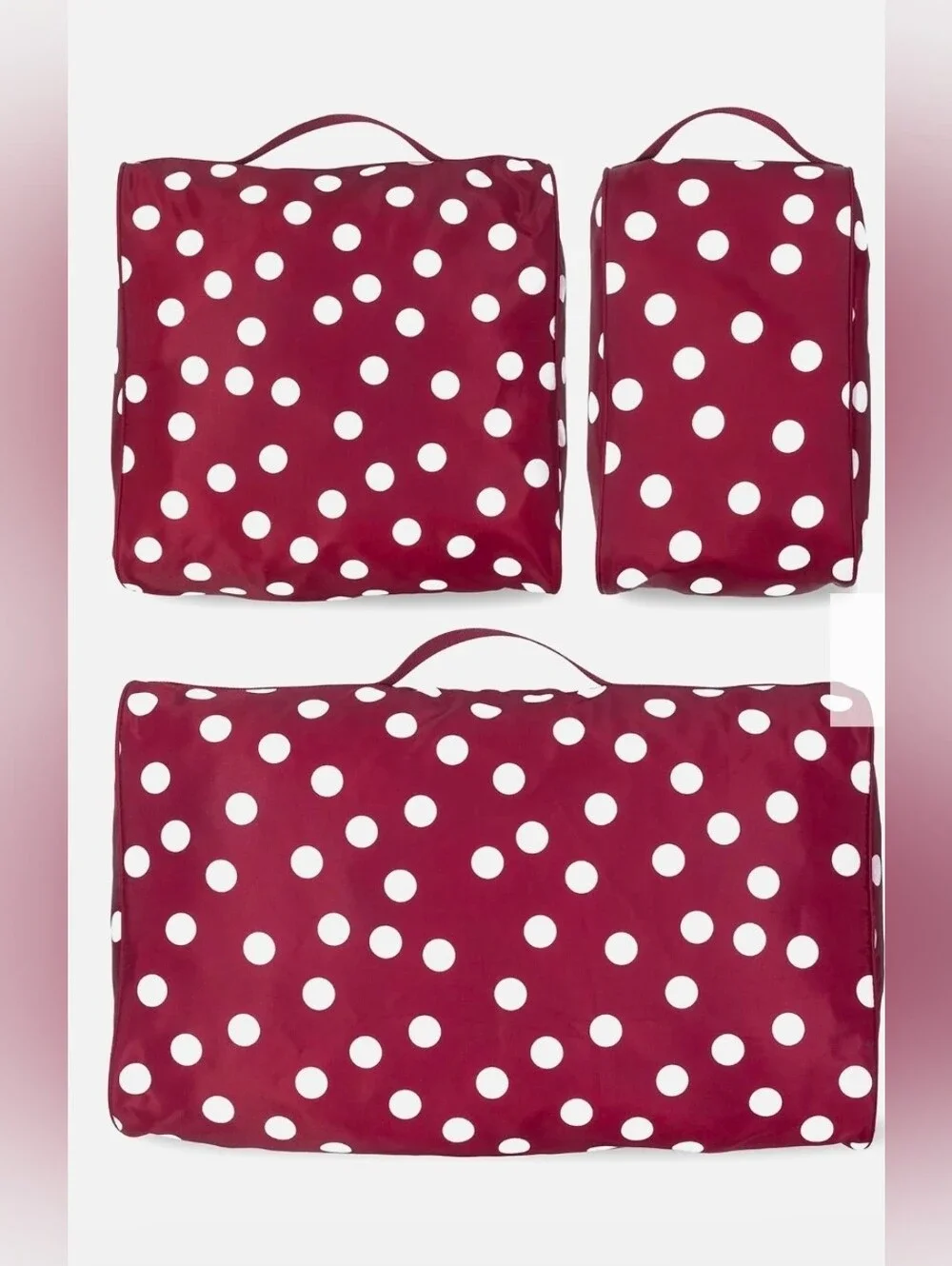 Kate Spade Polka Dot Travel 3 Packing Cubes – Burgundy and White